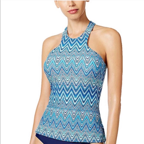 Island Escape Saint Martin High Neck Tankini Top - Picture 2 of 7